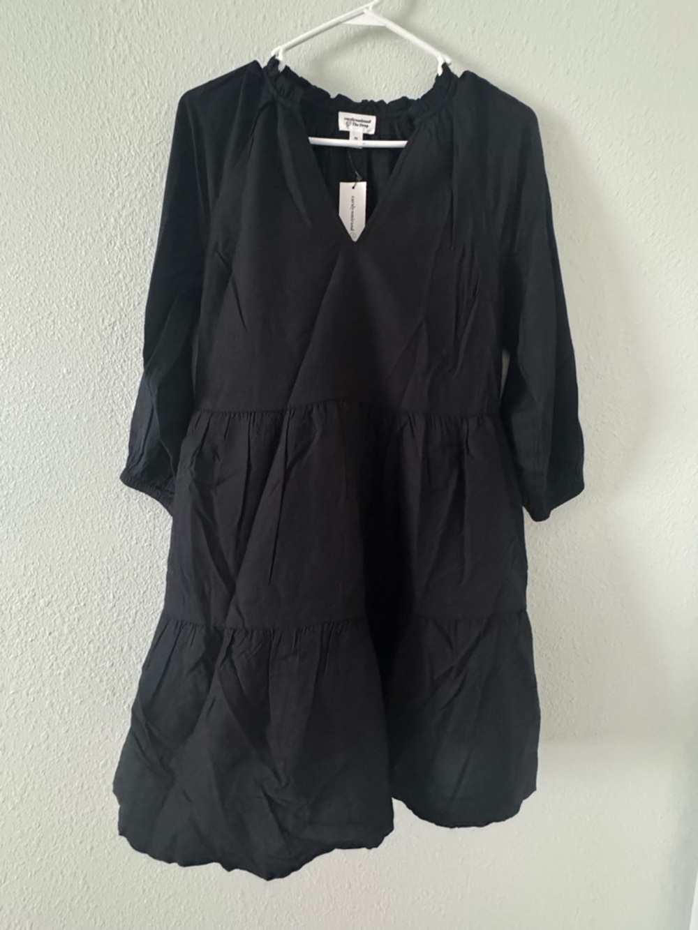 The Drop Black Tiered Midi Dress